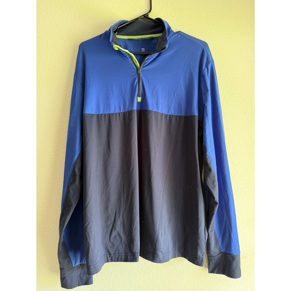 Ralph Lauren pullover lightweight Long Sleeve blue and neon green zipper Mens L